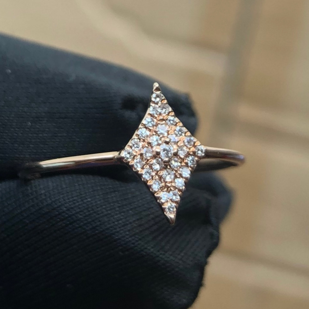 14k Rose Gold Diamond Shape 0.12ct Diamond Ring - Picture 1 of 6